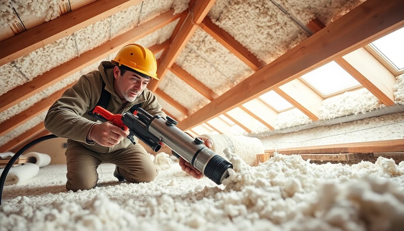 Expert conducting spray foam removal Hampshire in a tidy, well-lit attic environment.
