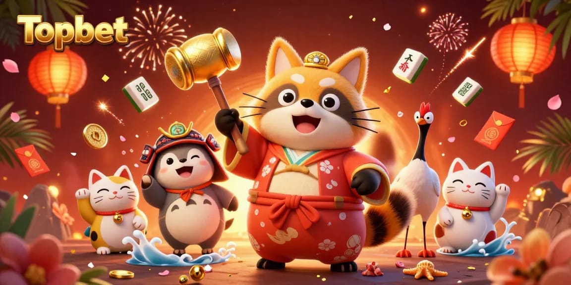 Join Topbet's thrilling casino experience featuring vibrant characters and exciting game elements.