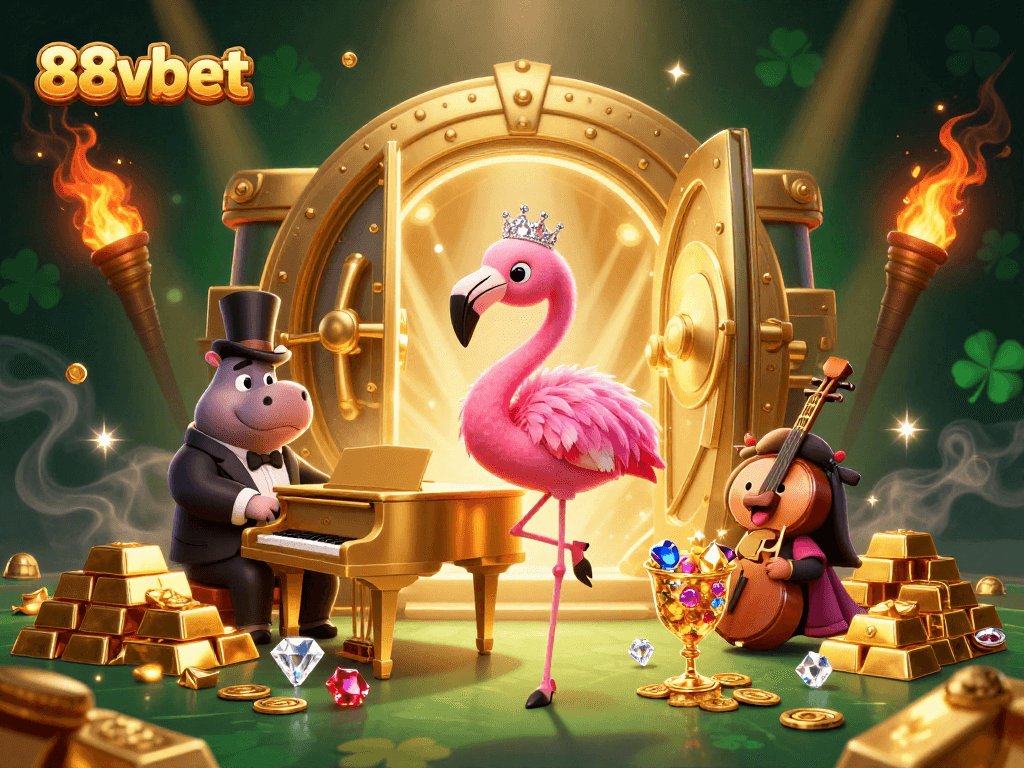 Experience the thrill of winning at 88vbet with dazzling treasures and vibrant casino characters.
