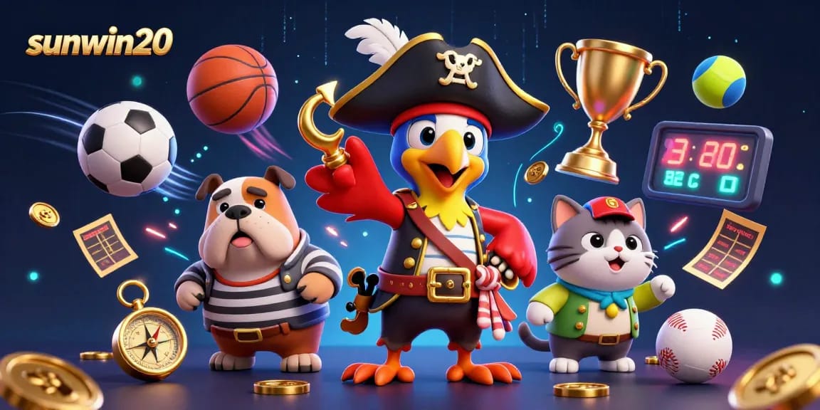 Experience the excitement of sunwin20 with dynamic sports betting action featuring colorful characters and elements.