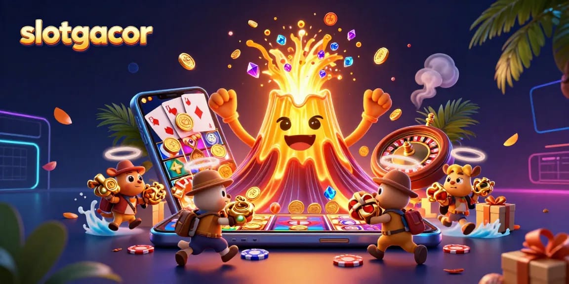 Experience the thrilling slotgacor action with treasures erupting from a golden volcano!