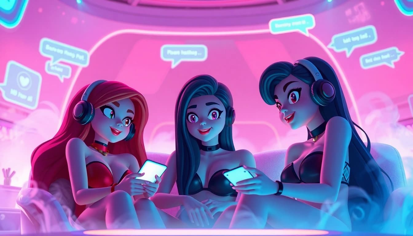 Engaging NSFW character AI interaction scene emphasizing emotional connection and playful dynamics.
