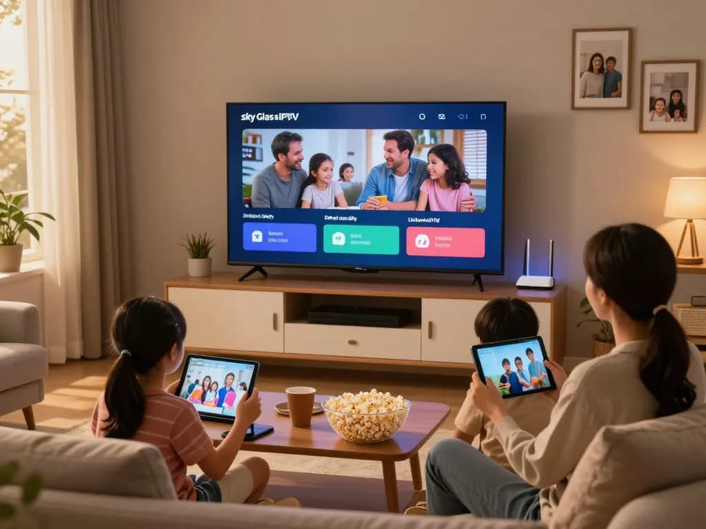 Sky Glass IPTV installation Guide for easy streaming setup in a cozy living room.