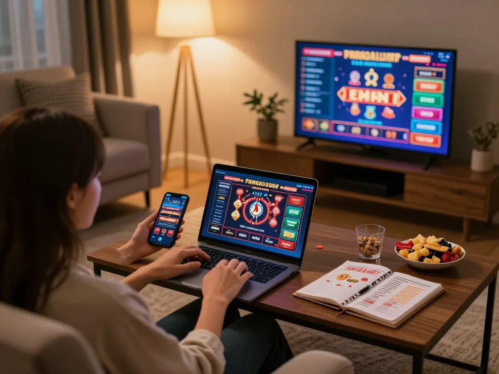 Player experiencing the thrill of online gambling on 8kbet, engaging with casino games on a laptop.