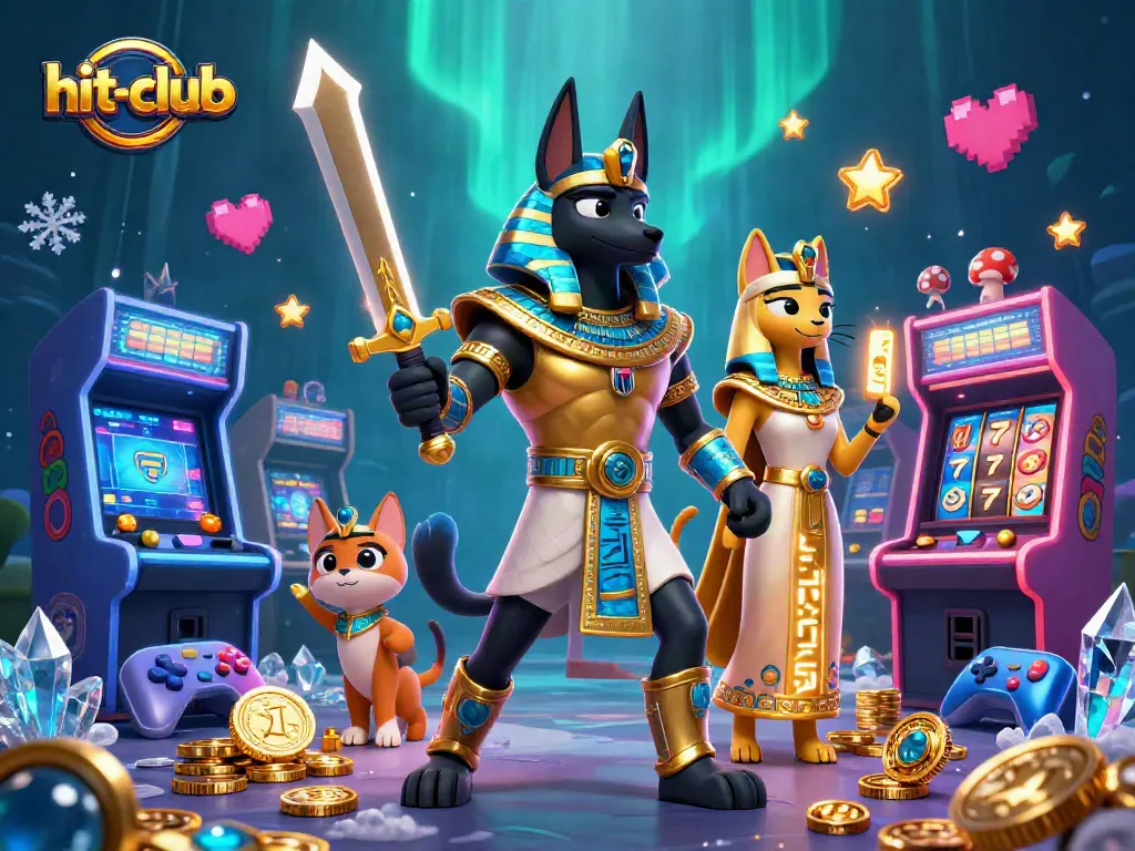 Experience the vibrant world of hit-club with dynamic slot reels and ancient warriors competing for jackpots.