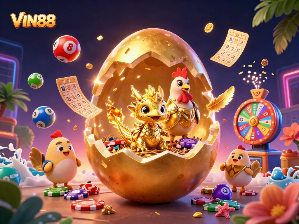 Experience thrilling wins with VIN88 in this vibrant, action-packed casino scene.