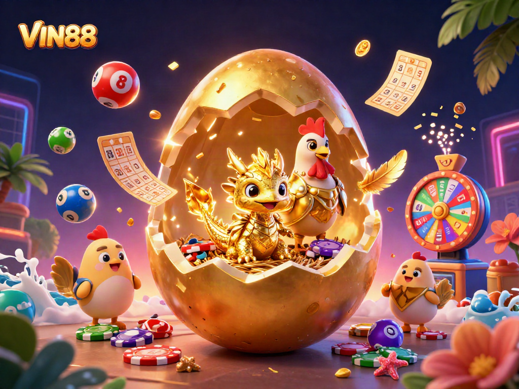Experience thrilling wins with VIN88 in this vibrant, action-packed casino scene.
