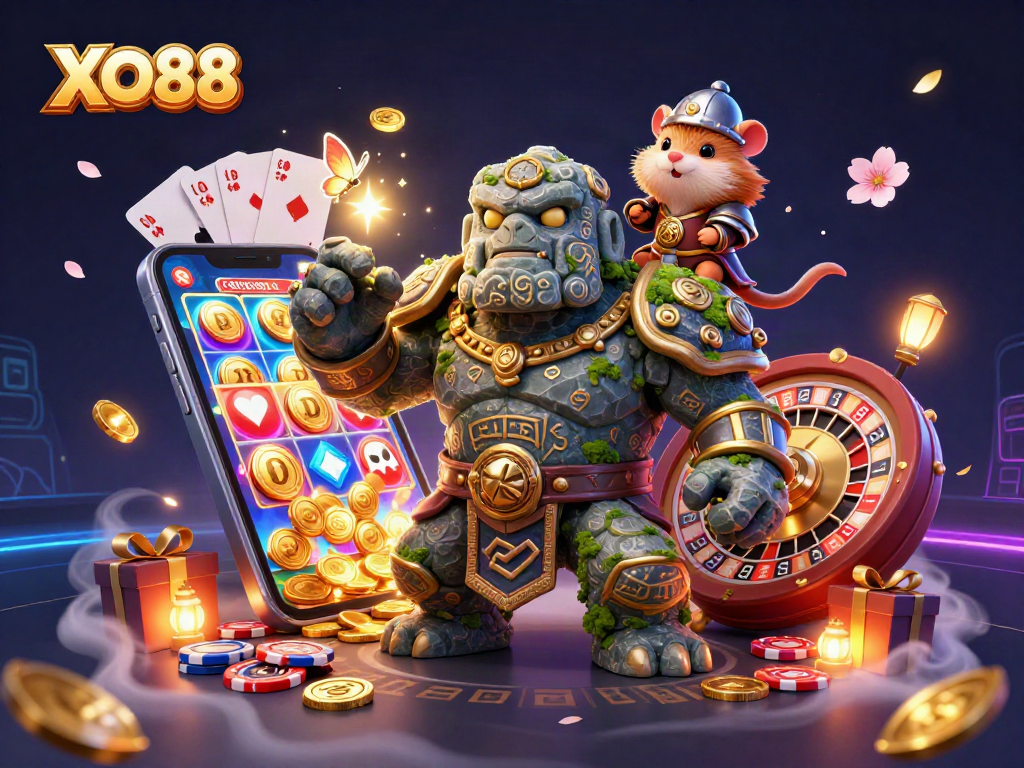 Experience exciting wins and thrilling gaming moments at XO88 with vibrant casino illustrations.