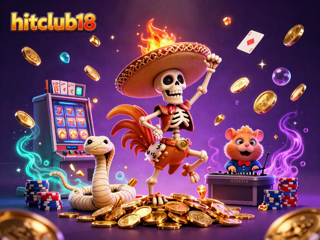 Experience the excitement of hitclub18 with a vibrant 3D casino scene featuring dynamic characters and rich gaming elements.