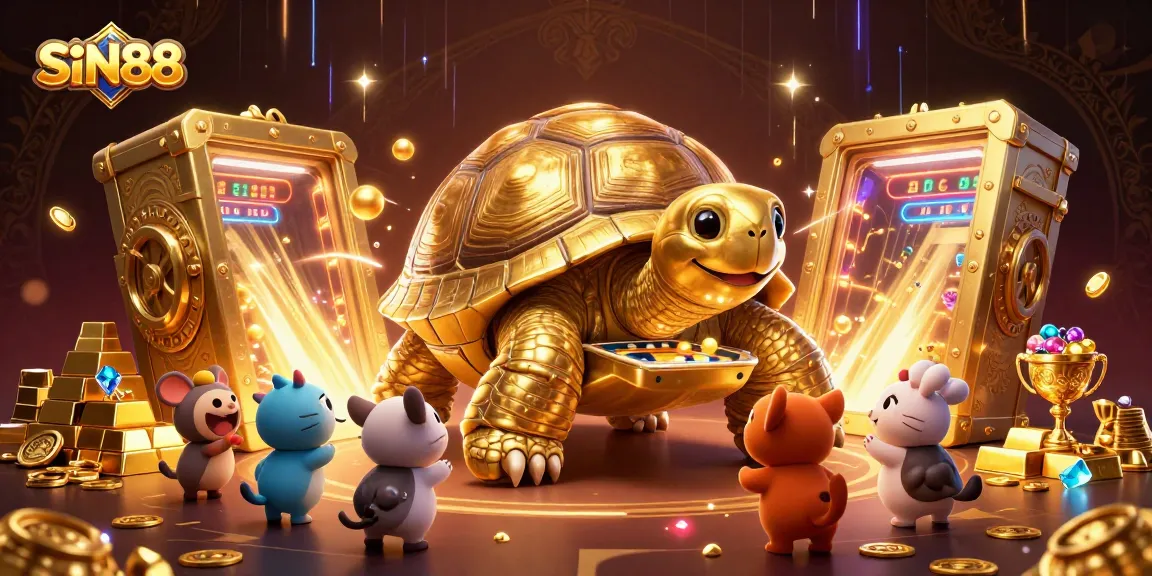 SIN88 invites players to join a vibrant world with a colossal golden tortoise, featuring thrilling pinball action.