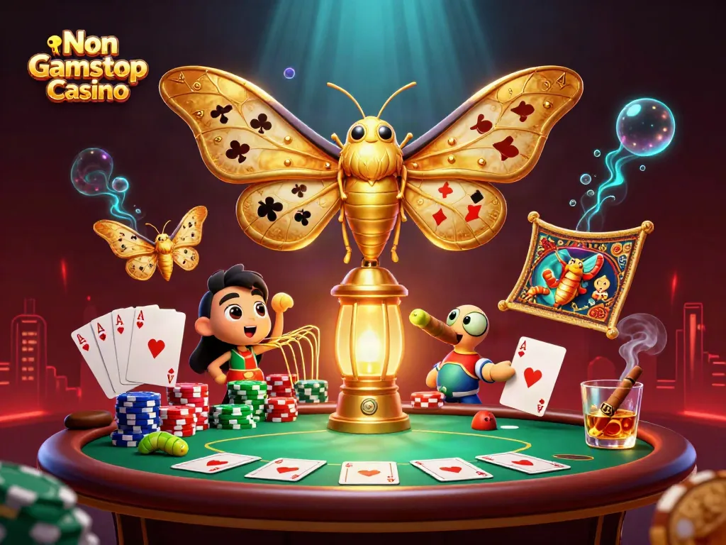 Engage with the vibrant Non Gamstop Casino scene filled with dynamic poker elements and colorful characters.