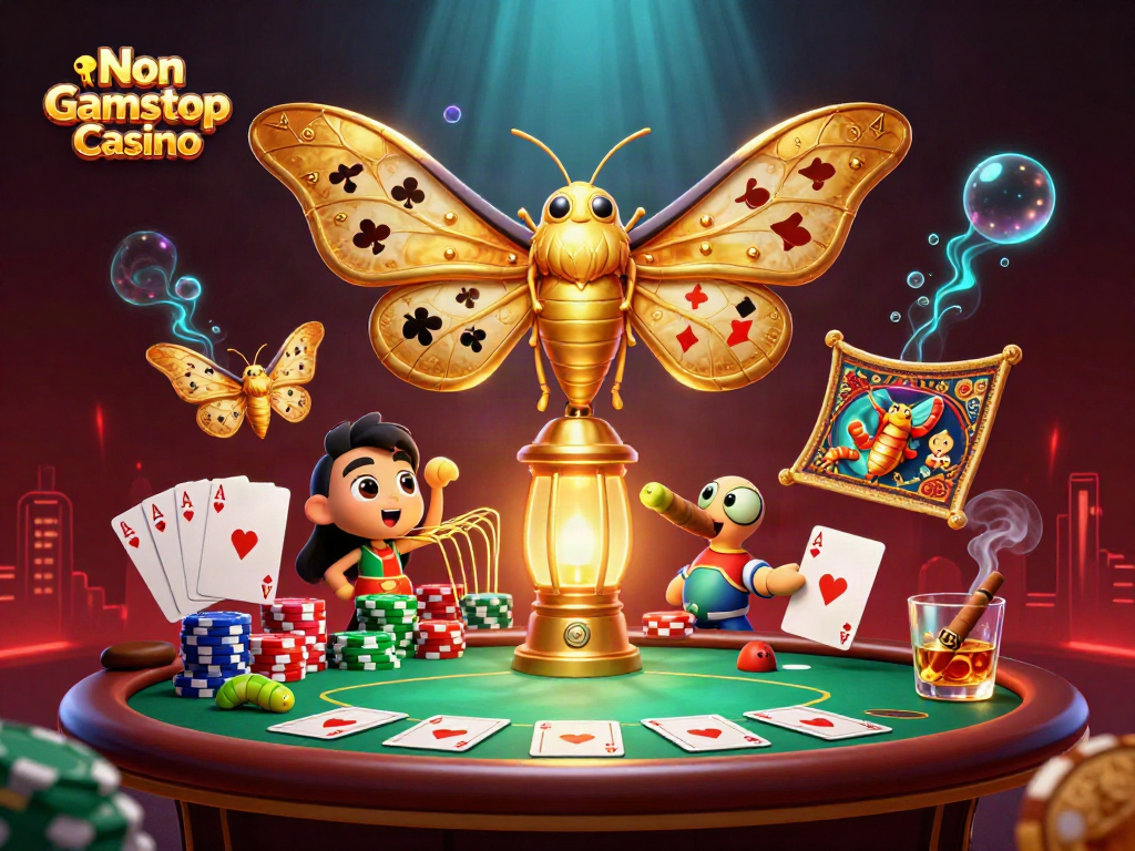 Engage with the vibrant Non Gamstop Casino scene filled with dynamic poker elements and colorful characters.