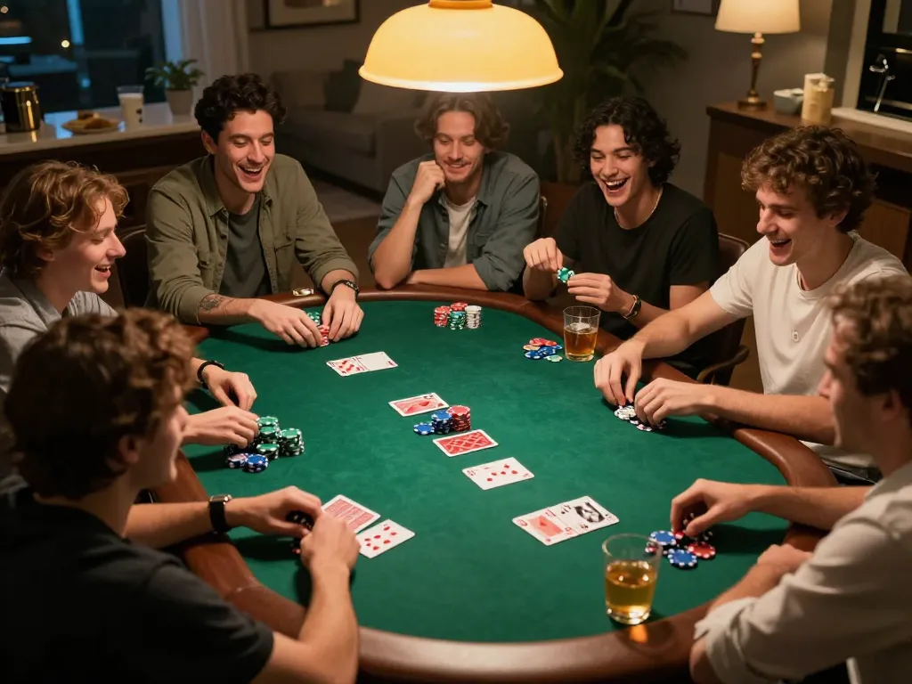 Socolive enhances poker night experience with friends in a vibrant home setting, showcasing strategy.