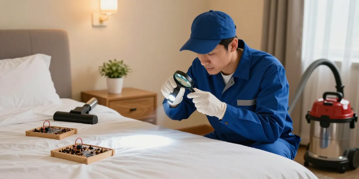 Expert bed bug removal professional inspecting a bedroom, ensuring safety and comfort.
