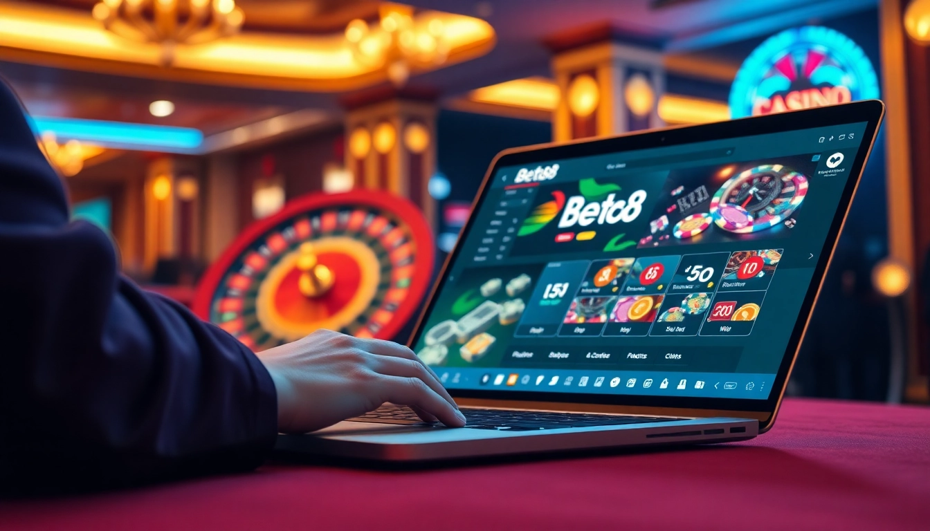 Experience Bet88 đăng nhập with an exciting online gambling interface featuring poker chips and a roulette wheel.