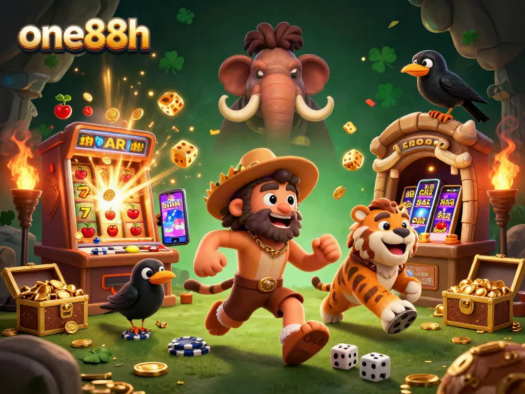 Engage in thrilling gameplay at one88h with a 3D casino scene bursting with action and excitement.