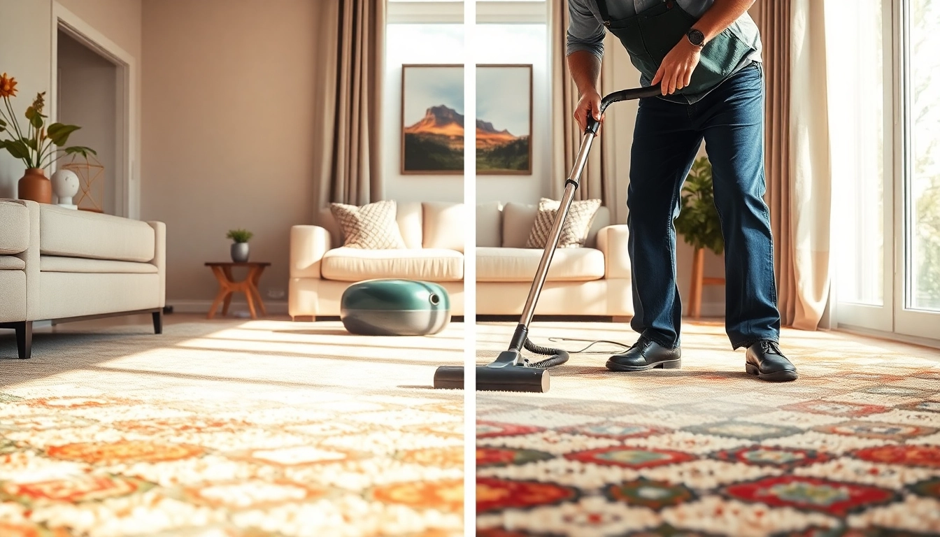 Engaging scene of Glasgow carpet cleaning technician revitalizing a home rug.