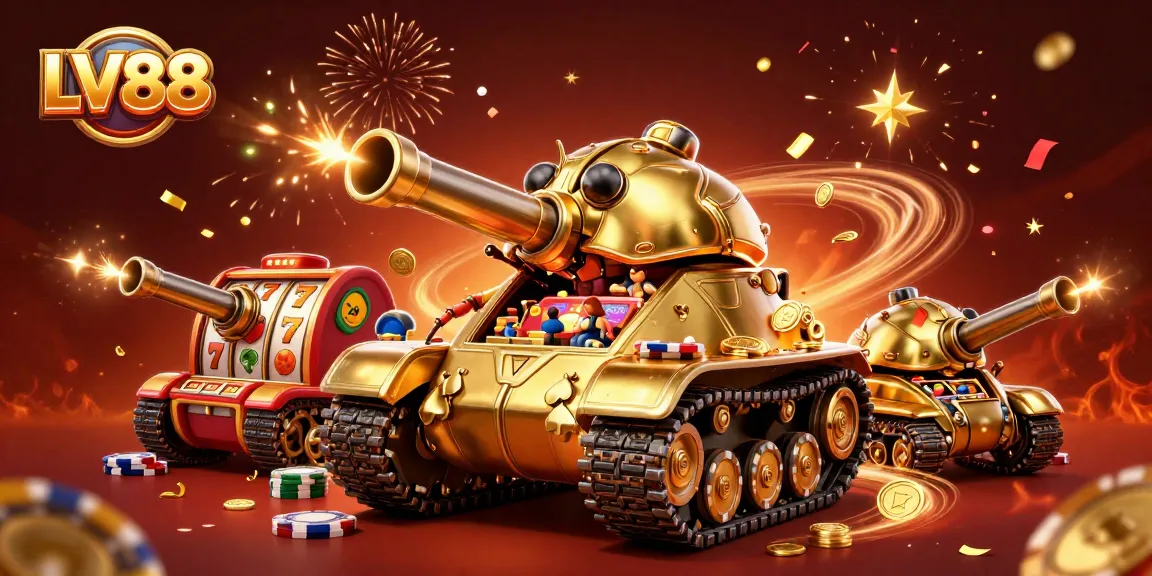 Experience the excitement of LV88 Casinos with immersive 3D illustrations packed with slot reels and confetti.