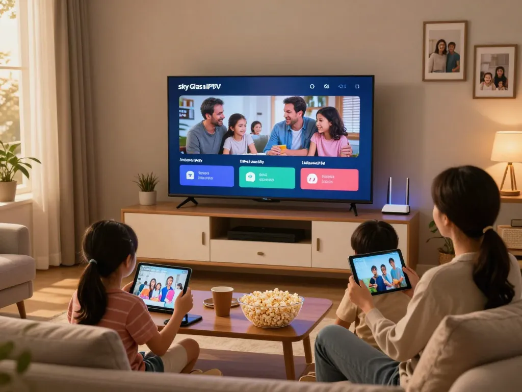 Sky Glass IPTV installation Guide for easy streaming setup in a cozy living room.