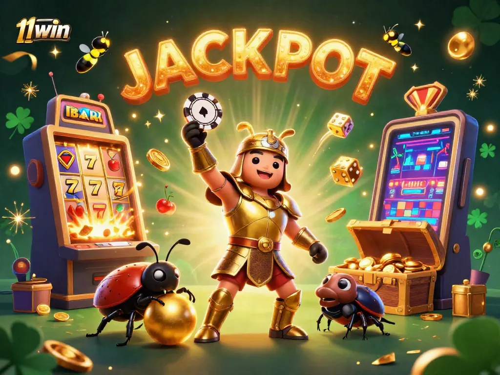 Experience thrilling wins with 11win's exhilarating casino action in this vibrant illustration.