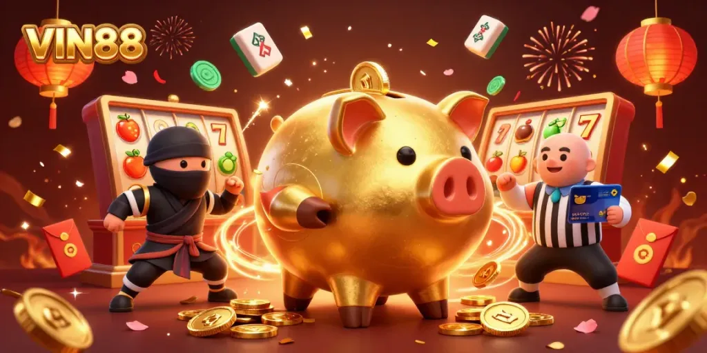 Engage in thrilling gameplay with VIN88's sumo wrestler, wallet ninja, and credit card samurai.