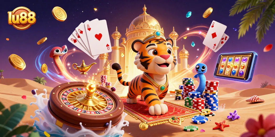 Experience the thrill of gaming at lu88 with a vibrant 3D casino scene featuring magical elements and dynamic visuals.