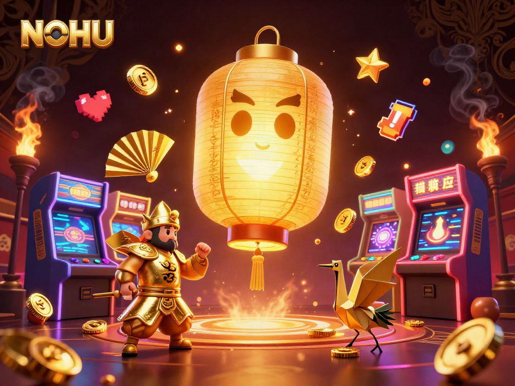 Play thrilling games at NOHU casino with captivating golden characters and dynamic gaming elements.