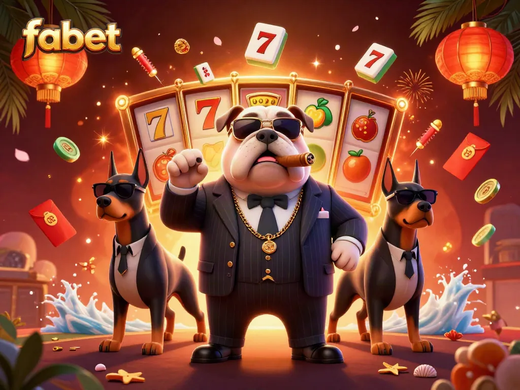 Experience thrilling games at fabet with vibrant slot reels and lively characters in an engaging casino scene.