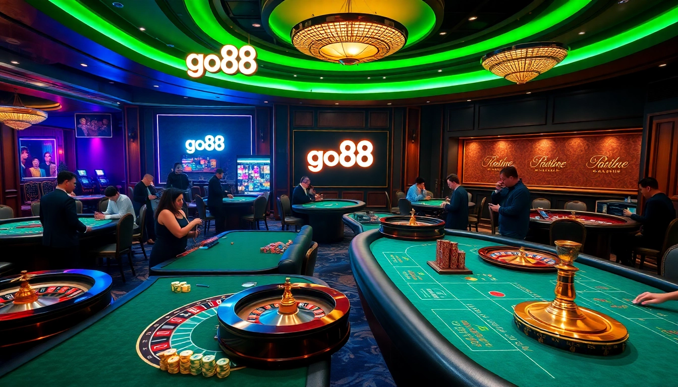 Players enjoying thrilling games at the go88 club casino, highlighting luxury and excitement.