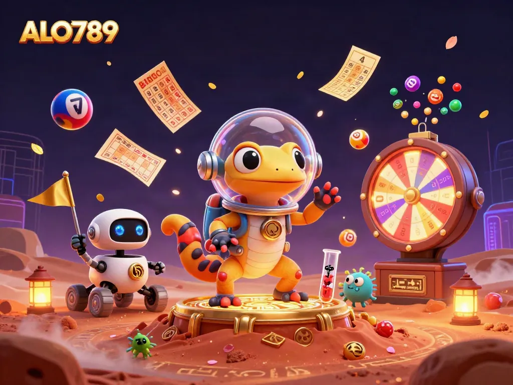 Engage in thrilling gaming with ALO789 at a golden casino unearthed by a futuristic Martian.