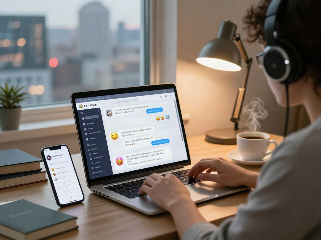 Engaging user in a porn AI chat on a laptop, showcasing modern digital interaction.