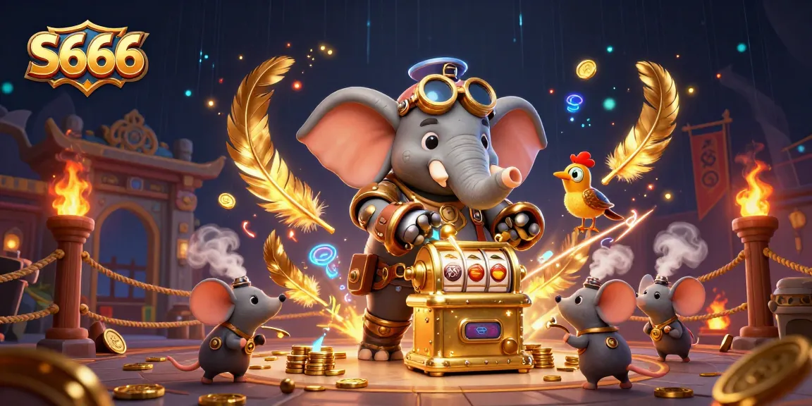 S666 entertains players with a vibrant steampunk-themed slot machine scene filled with dynamic characters and game elements.