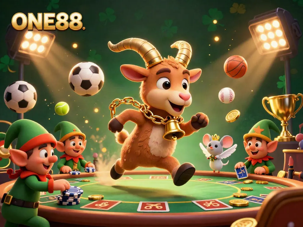 Engage in the vibrant casino experience at ONE88, with lively characters and dynamic casino elements.