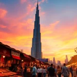 Experience the allure of Travel to Dubai with the stunning Burj Khalifa at sunset.