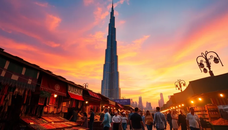 Experience the allure of Travel to Dubai with the stunning Burj Khalifa at sunset.