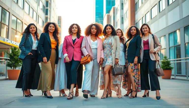 Diverse women in fashionable outfits showcase the latest trends in women fashion confidently.