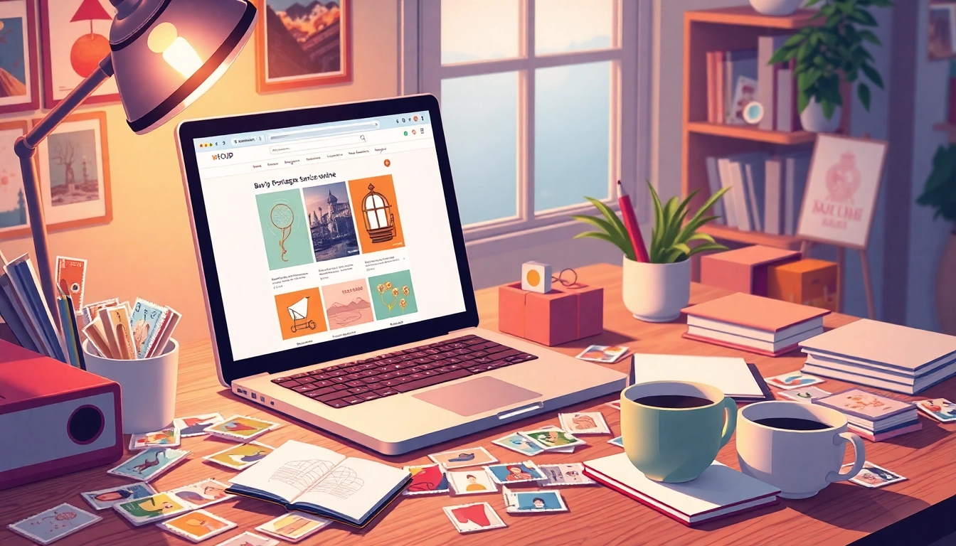 Discover the convenience of buying postage stamps online in a modern home office setup.