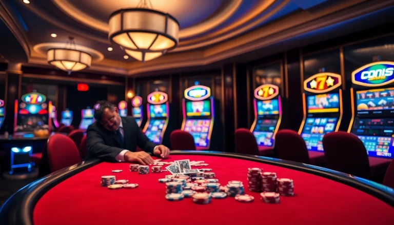 Exciting scene of a luxurious poker table at https://32win2025.online/, showcasing professional gameplay and casino vibes.