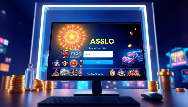 DOASLOT login page displayed on a modern computer screen in an inviting casino interface.