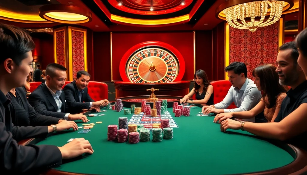 Win big at ta88 with exciting poker gameplay amidst a vibrant casino atmosphere.