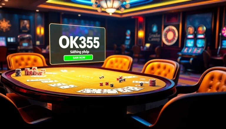 Experience the vibrant atmosphere of OK365 đăng nhập with an elegant online casino table.
