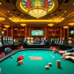 Engaging scene showcasing gamblers at nhà cái F168, highlighting lively casino tables and online gaming aspects.