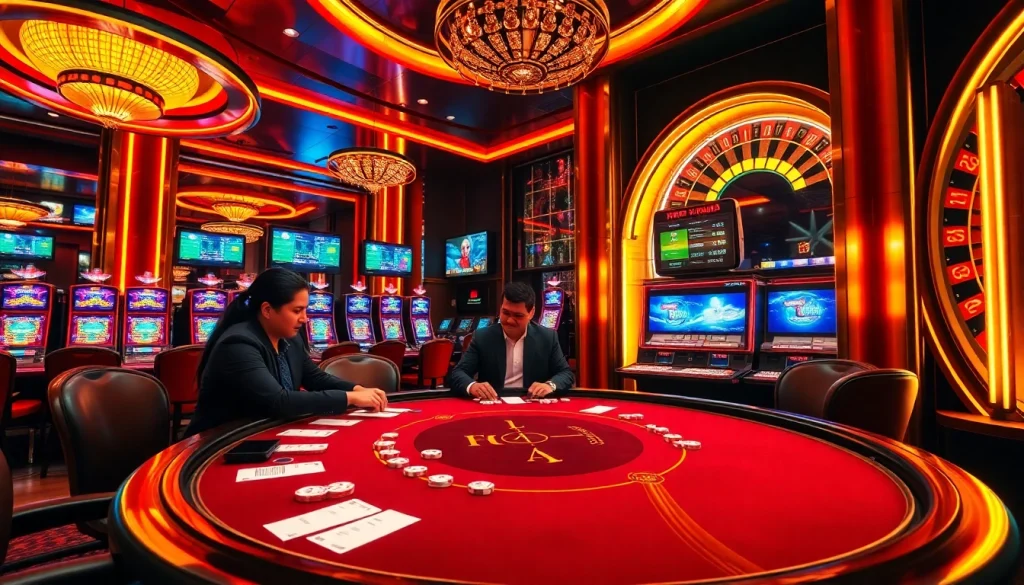 Experience a thrilling game at https://fb88b.net/ with vibrant casino tables and professional players.