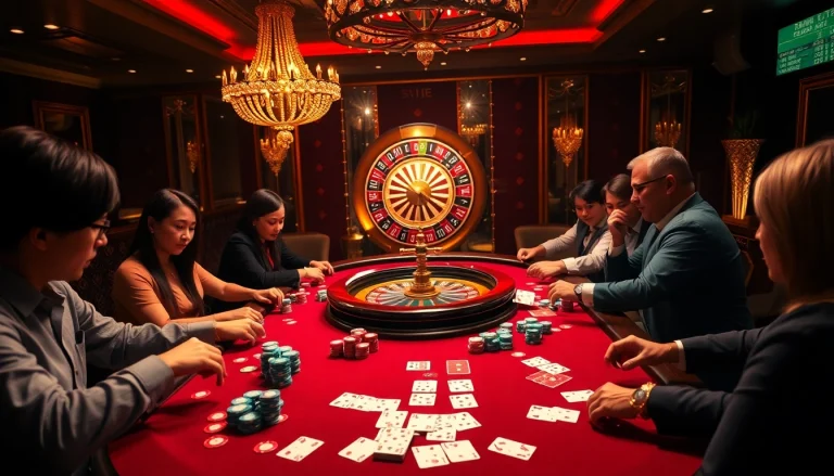 Experience the thrill of poker at rikvip with vibrant chips and engaged players.