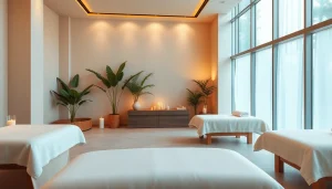 Spa Ads showcasing a serene massage room with calming natural light and inviting decor.