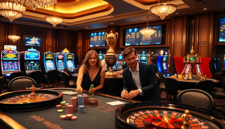 An engaging casino scene highlighting professional gamblers at a table while reviewing nhận định kèo nhà cái.