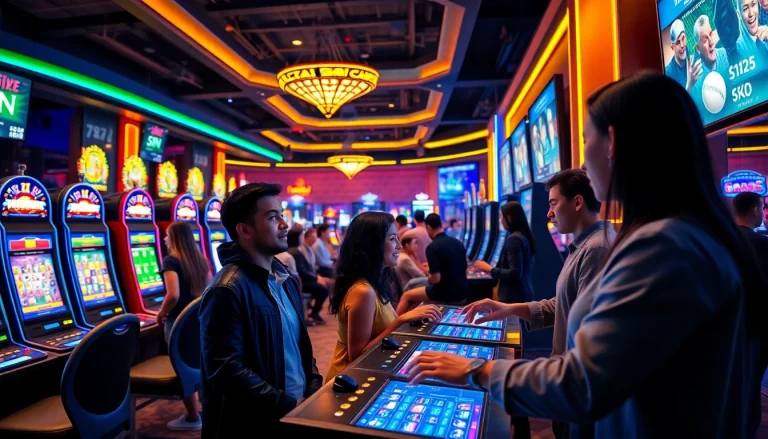 Exciting online betting scene showcasing players using fly88 code with vibrant gaming technology.