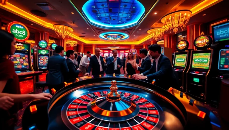 Players enjoying exciting games at abc8.com with vibrant slots and roulette.