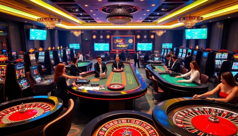 FABET casino featuring dynamic gameplay with professional dealers and engaging gamblers.