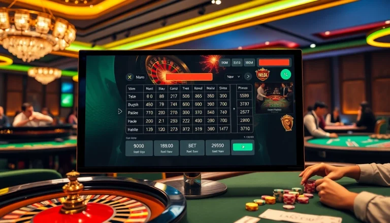 Engaging kèo nhà cái betting scene with casino tables and vibrant atmosphere.